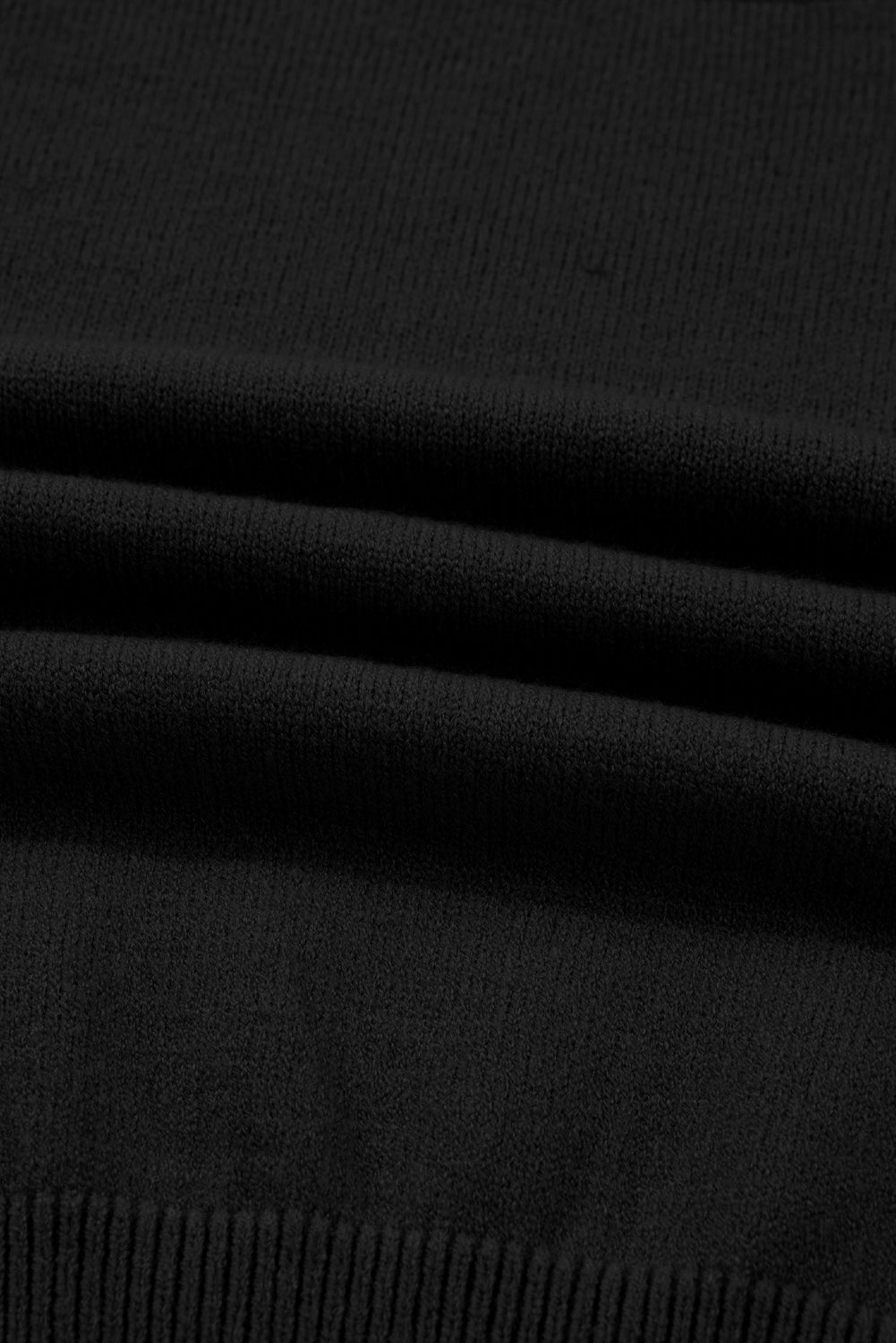 Black High Neck Puff Sleeve Sweater Pleated Mini Skirt 2pcs Knitted Outfit