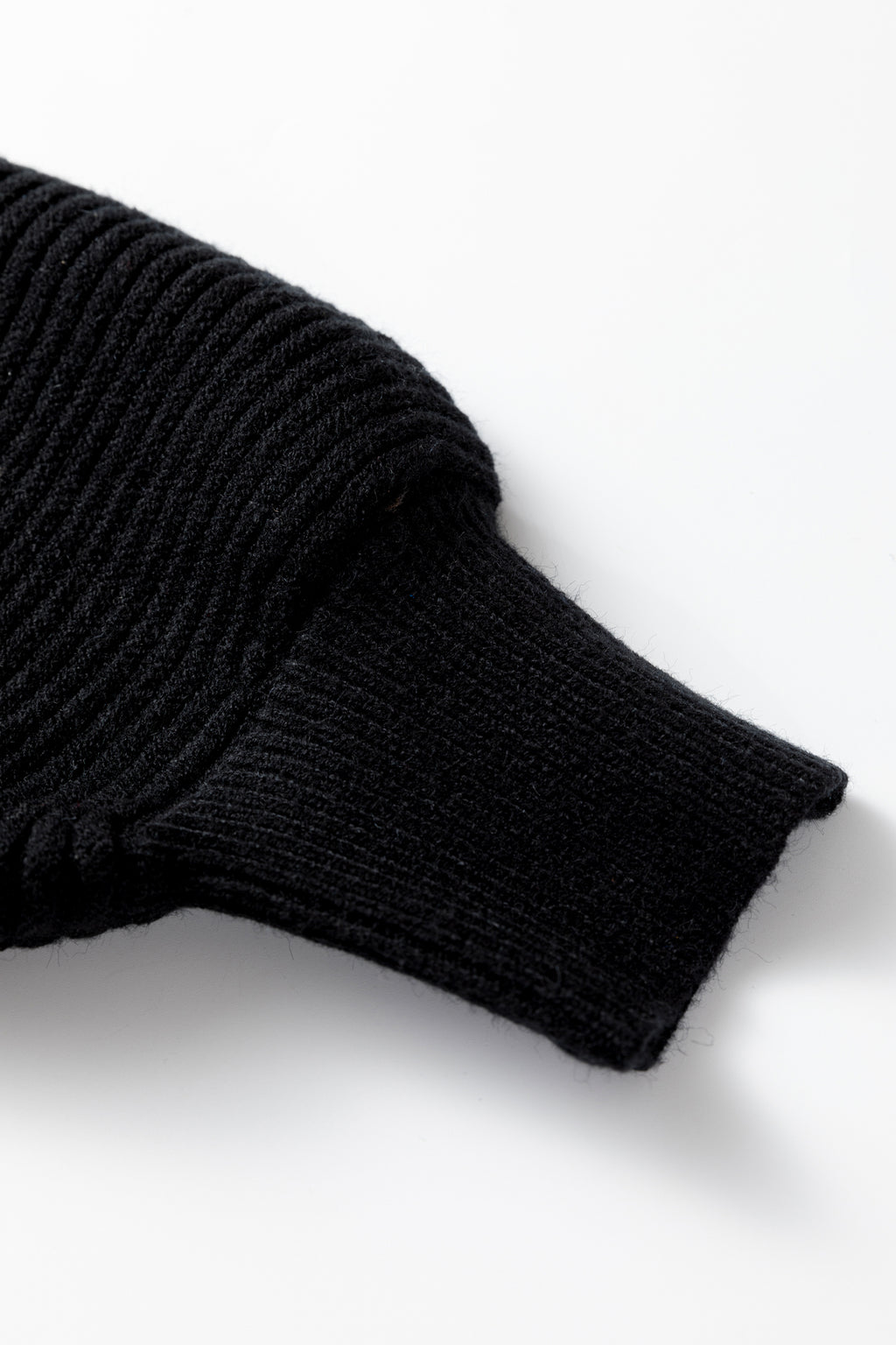 Black High Neck Puff Sleeve Sweater Pleated Mini Skirt 2pcs Knitted Outfit