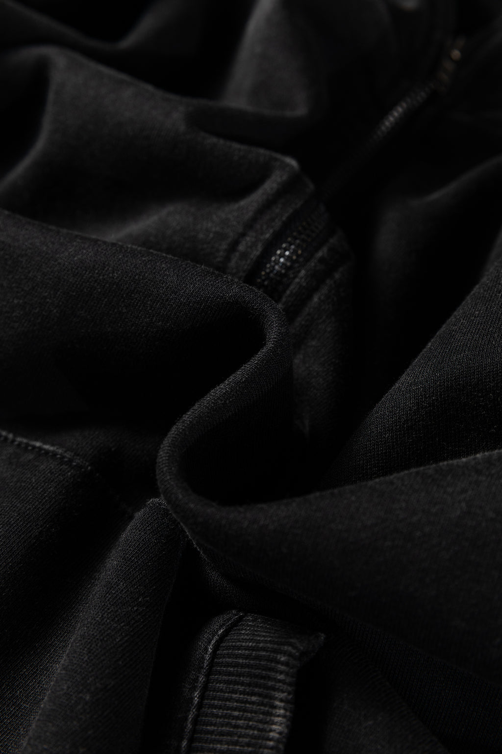 Black Half Zip Kangaroo Pocket Mineral Wash Baggy Hoodie